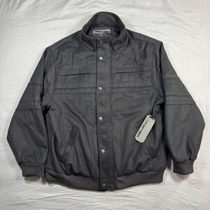 NWT Sportier Mens XL Charcoal Wool Blend Bomber Jacket Snap Front M1020 Gray